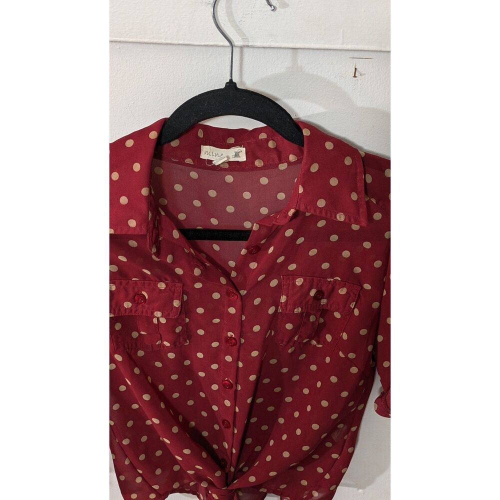 Polka Dot Button Down Tie Front MINE sz. Small